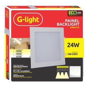 PAINEL SLIM QUADRADO LED EMBUTIR 24W 6500K G-LIGHT
