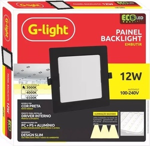 PAINEL SLIM QUADRADO LED EMBUTIR 3000K 12W G-LIGHT