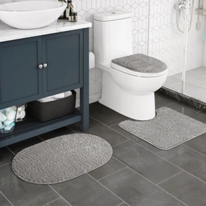 KIT TAPETE COMFORT P/ BANHEIRO CINZA 3 PCS - ADOMES